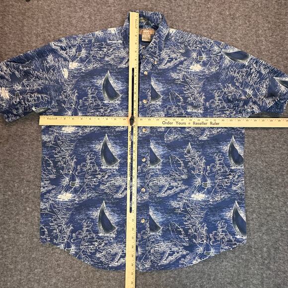 Natural Issue Shirt Mens Large Blue Nautical Print Wrinkle Free Button Front - Picture 2 of 8